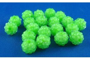 50 Shamballa Strassperlen Beads 10mm neon grün